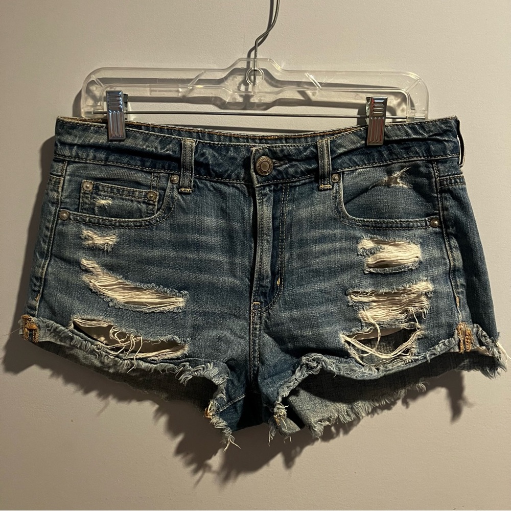 American Eagle Ripped Blue Jean Shorts